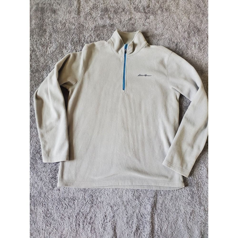 Eddie Bauer Men's M Gray 1/4 Zip Fleece Sweater